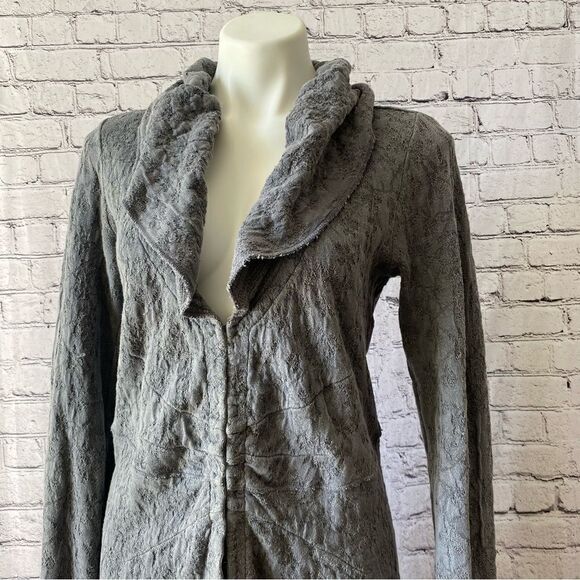 Transit Par Such Jacquard Textured Cotton Blend Coat cardigan long Gray medium - Picture 3 of 10